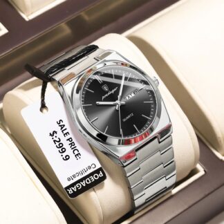 Poedagar 930 Stainless Steel Quartz Luminous Wristwatch for Men(Silver black)